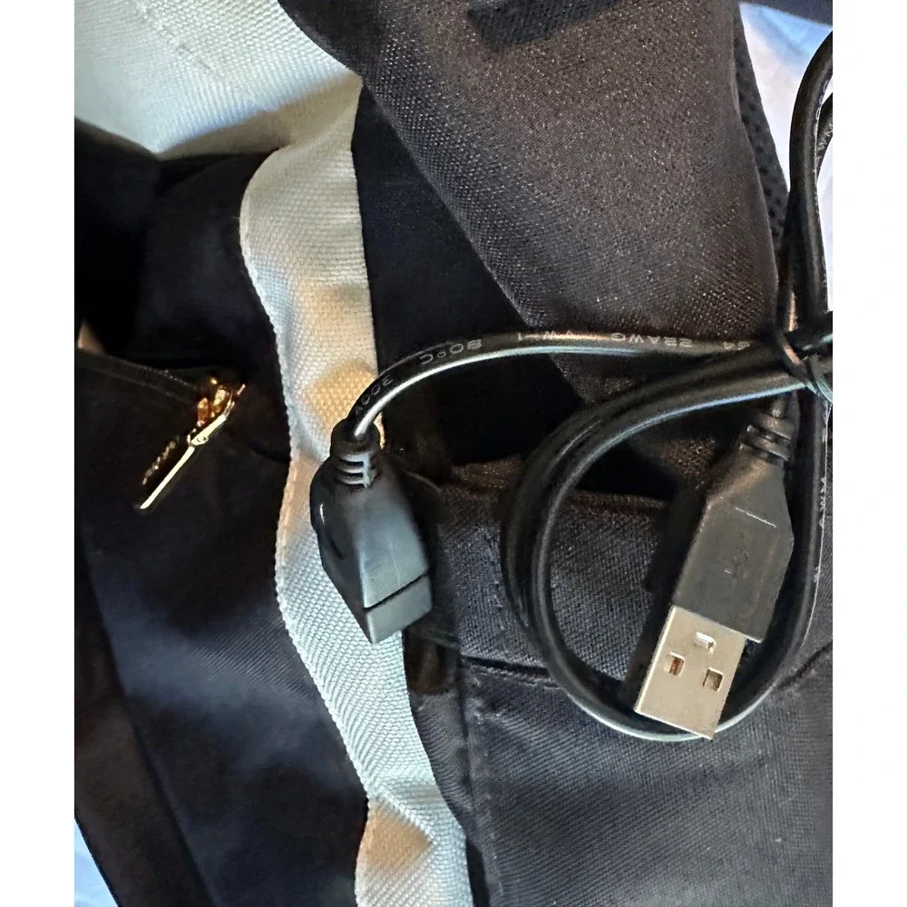 Lovevook Laptop Backpack Women Black Cream USB Charging Port Travel School Bag